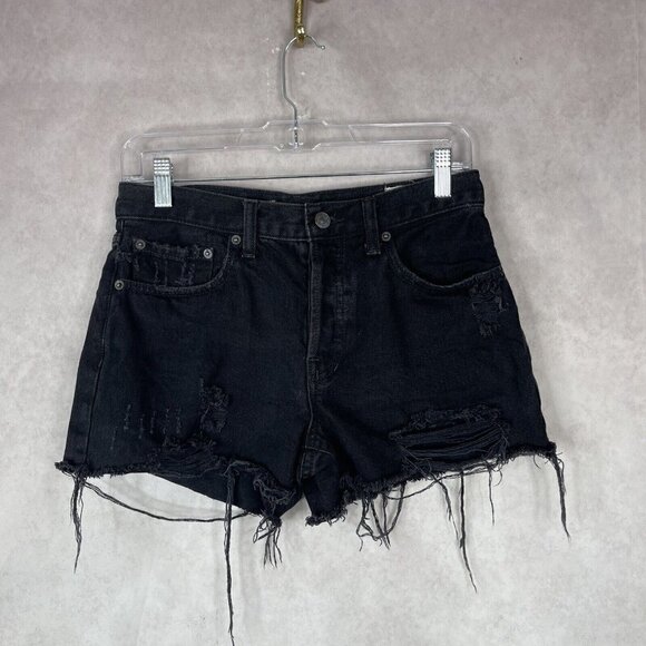 We The Free Sofia Black Cut Off Distressed Denim Jean Shorts Women's Size 27 - Picture 3 of 7